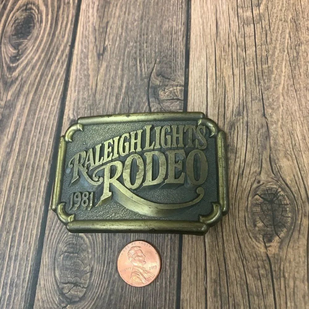 Vintage RJ Raleigh Lights Rodeo 1981 Belt Buckle